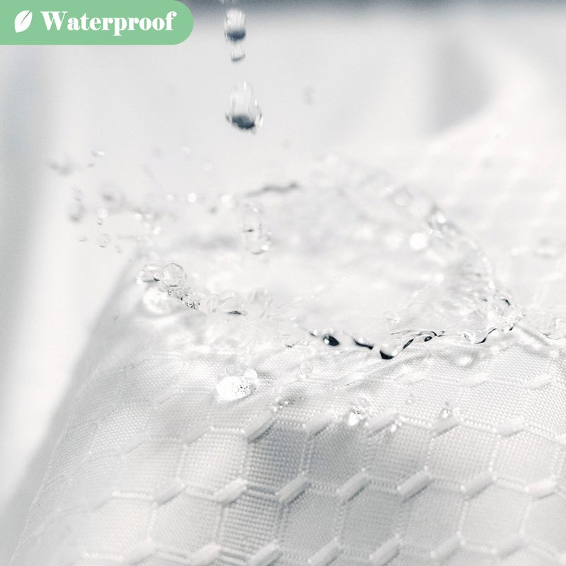 UFRIDAY Waffle Weave Fabric Shower Curtain with Mesh Window, Heavy Duty Decorative Bathroom Curtain with White Pique Pattern, Spa-Like Hotel Luxury, Water-Repellent,54x 78Inches - Image 5